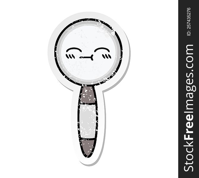 Distressed Sticker Of A Cute Cartoon Magnifying Glass