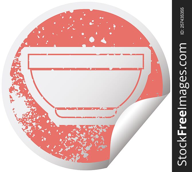 distressed sticker icon illustration of a bowl. distressed sticker icon illustration of a bowl