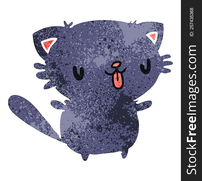 retro cartoon illustration of cute kawaii cat. retro cartoon illustration of cute kawaii cat