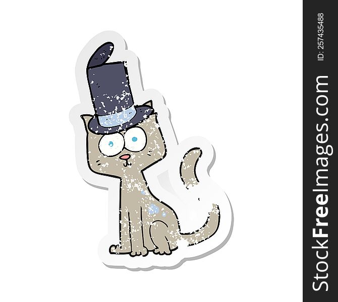 Retro Distressed Sticker Of A Cartoon Cat