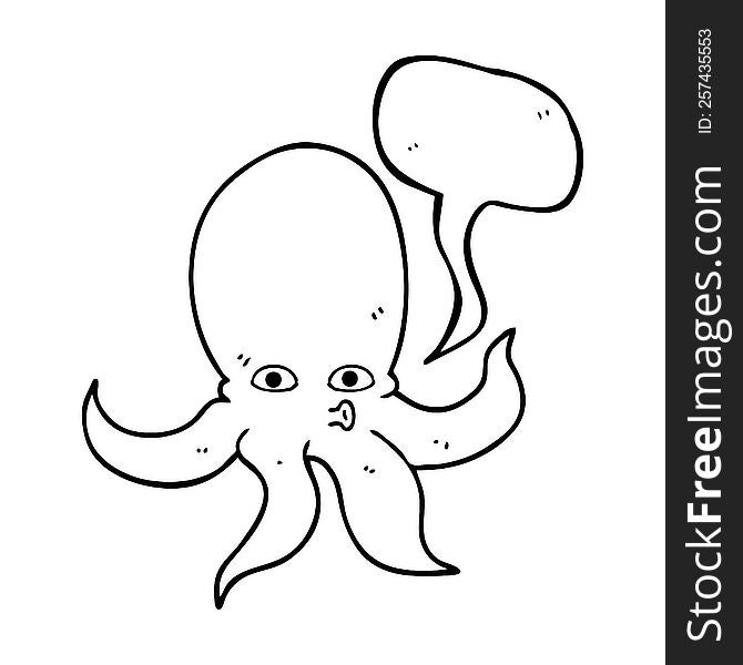 freehand drawn speech bubble cartoon octopus