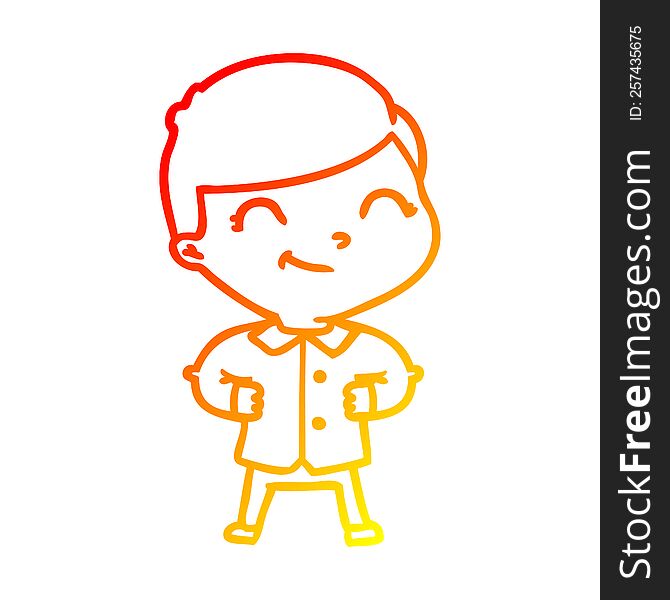 warm gradient line drawing cartoon boy with hands on hips