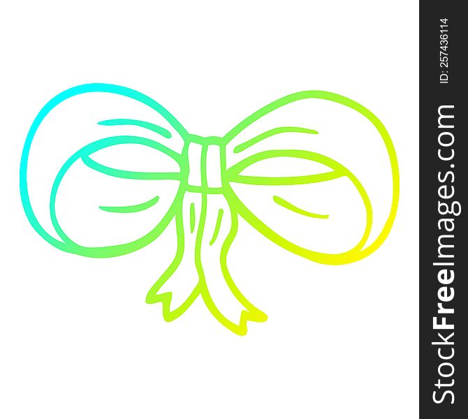 cold gradient line drawing of a cartoon tied bow