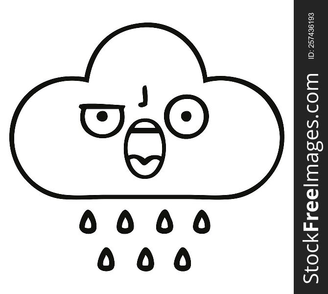 line drawing cartoon of a rain cloud