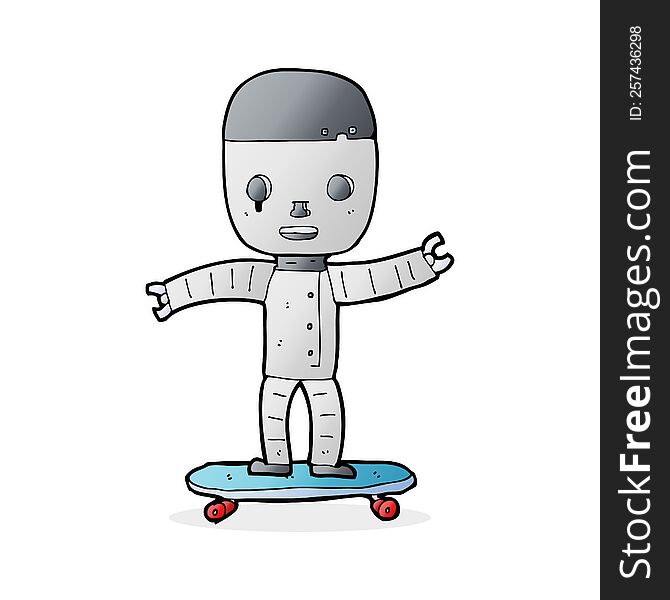 cartoon robot on skateboard