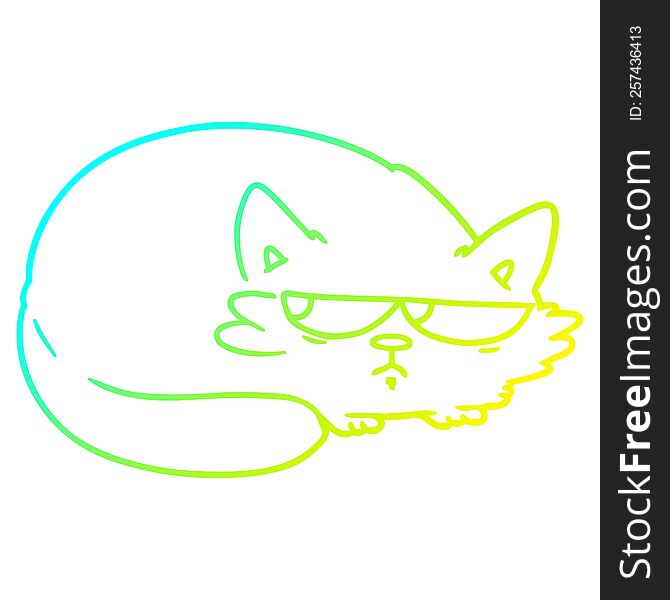 Cold Gradient Line Drawing Cartoon Suspicious Cat