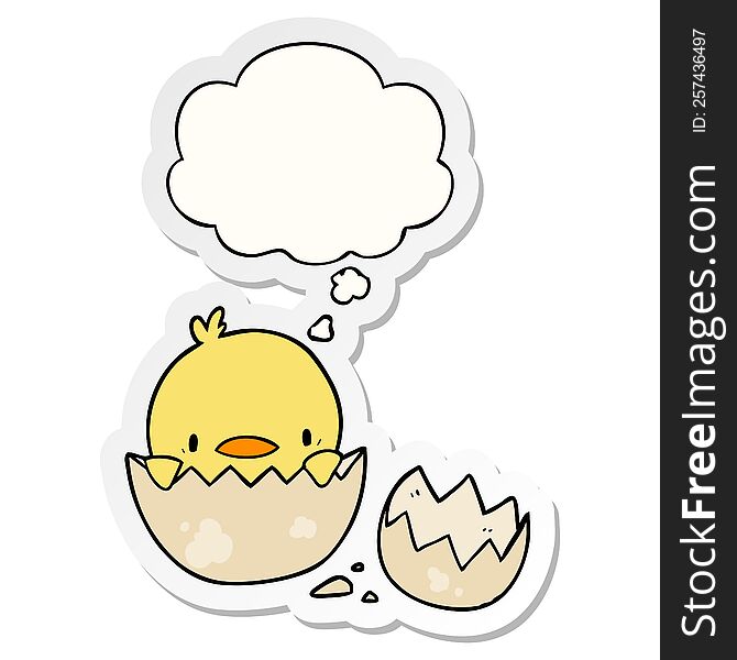 Cartoon Chick And Thought Bubble As A Printed Sticker