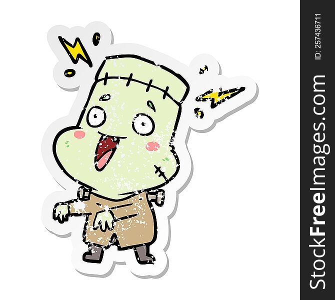 Distressed Sticker Of A Cartoon Undead Monster Man