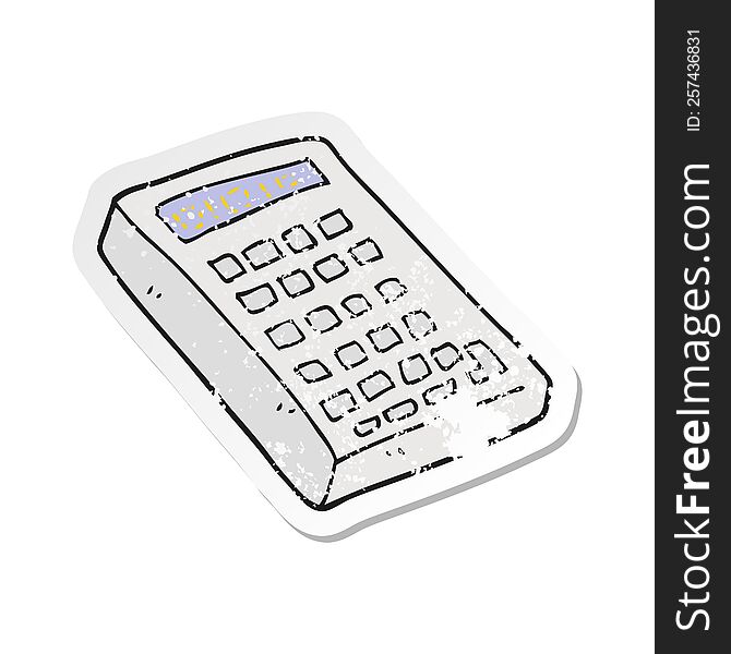 retro distressed sticker of a cartoon calculator