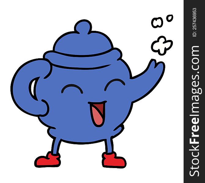 Cartoon Doodle Of A Blue Tea Pot