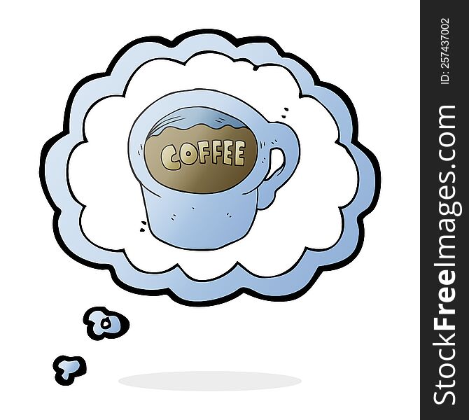 freehand drawn thought bubble cartoon coffee mug