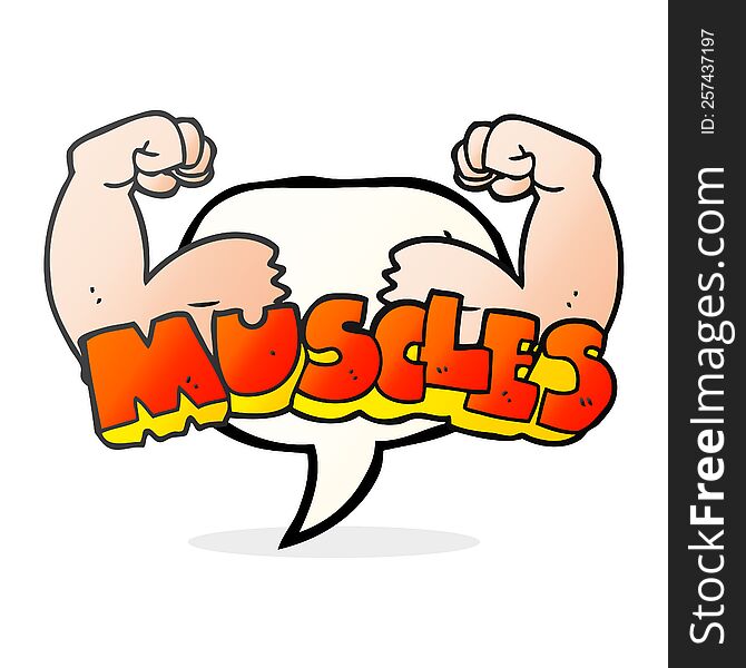 Speech Bubble Cartoon Muscles Symbol