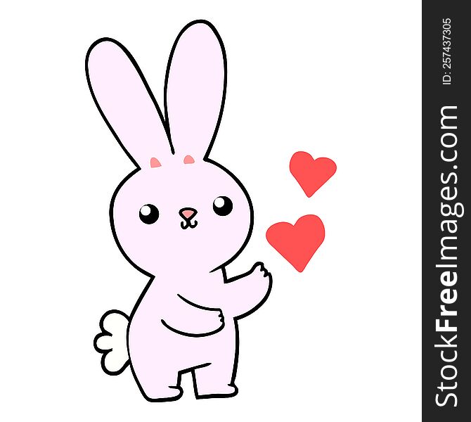 cute cartoon rabbit with love hearts