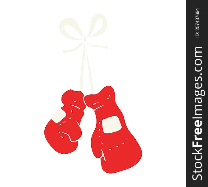 Flat Color Illustration Of A Cartoon Boxing Gloves