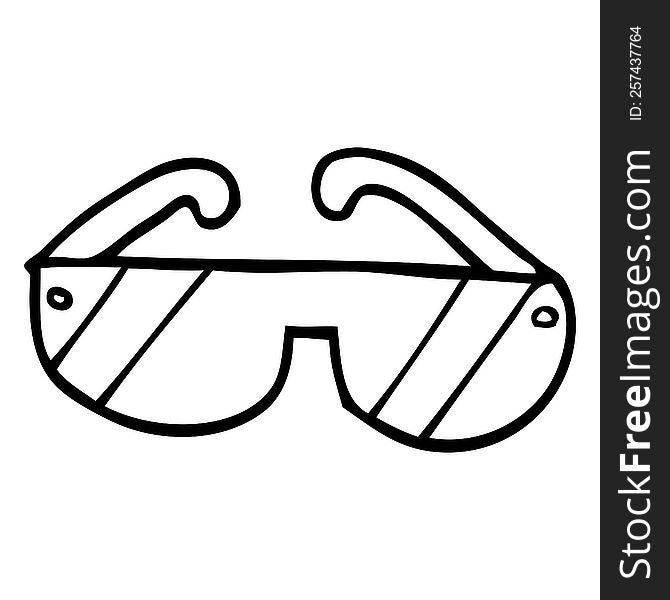 line drawing cartoon safety glasses