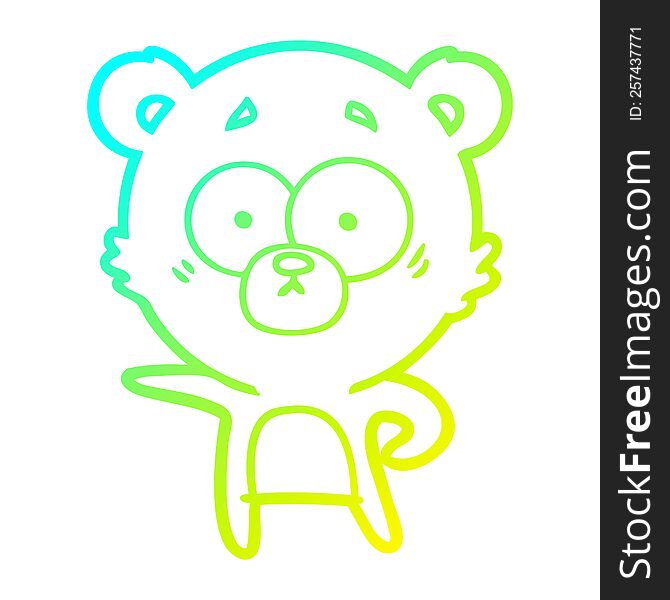 cold gradient line drawing of a surprised polar bear cartoon