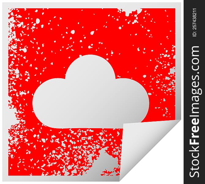 Distressed Square Peeling Sticker Symbol White Cloud