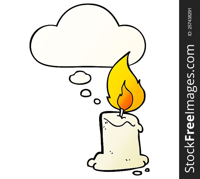 cartoon candle with thought bubble in smooth gradient style