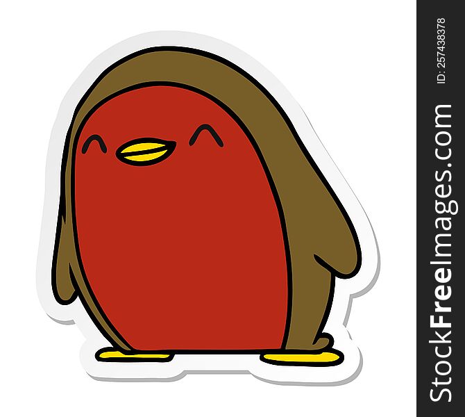 freehand drawn sticker cartoon cute kawaii red robin