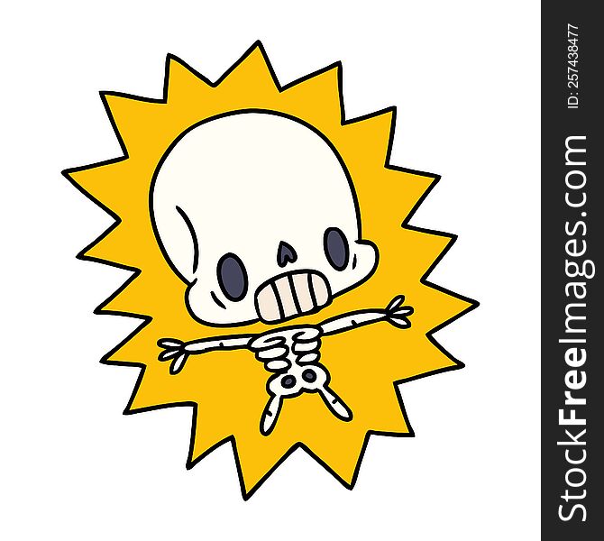 Cartoon Kawaii Electrocuted Skeleton