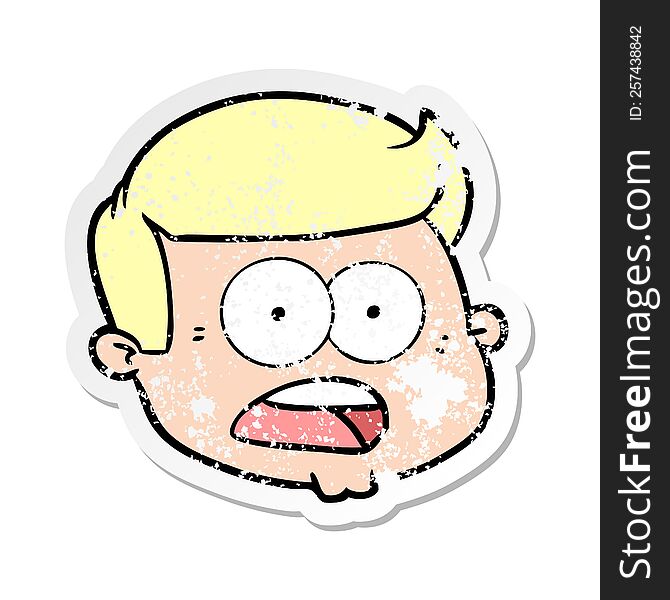 distressed sticker of a cartoon male face