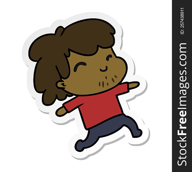 Sticker Cartoon Kawaii Boy With Stubble