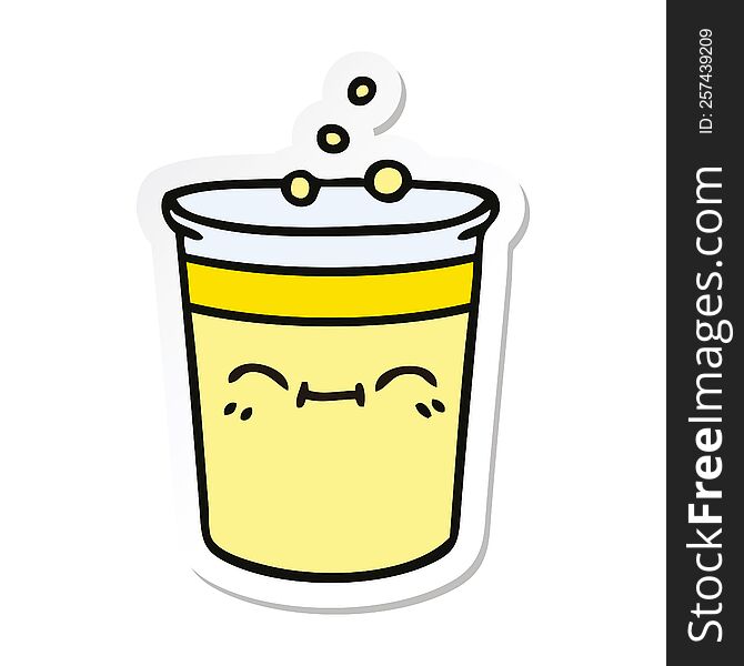 sticker of a quirky hand drawn cartoon cup of lemonade