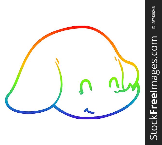 Rainbow Gradient Line Drawing Cartoon Elephant Face