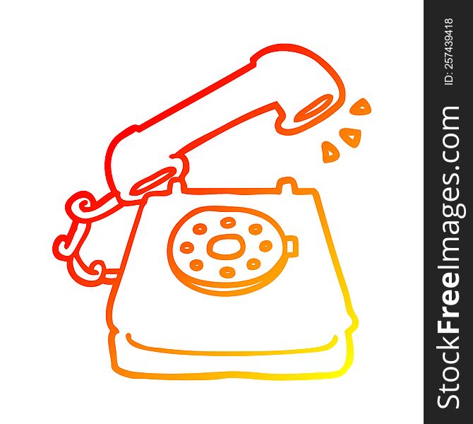 warm gradient line drawing of a cartoon old telephone