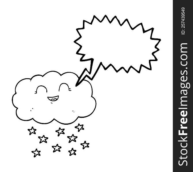 freehand drawn speech bubble cartoon cloud snowing