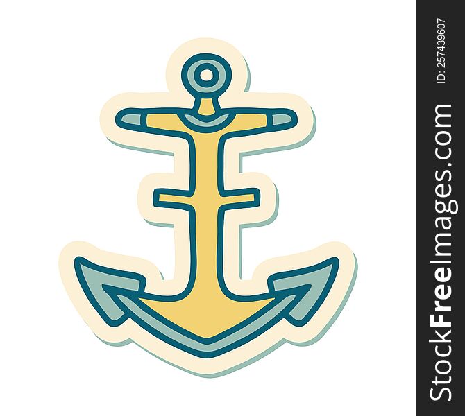 sticker of tattoo in traditional style of an anchor. sticker of tattoo in traditional style of an anchor