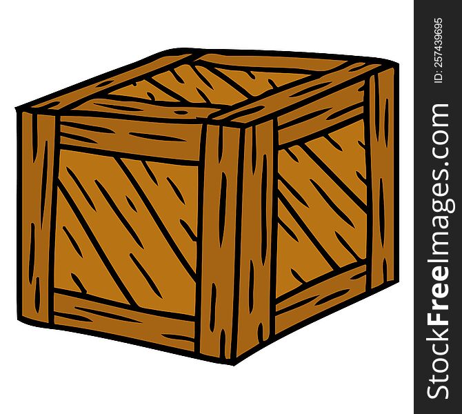 Cartoon Doodle Of A Wooden Crate