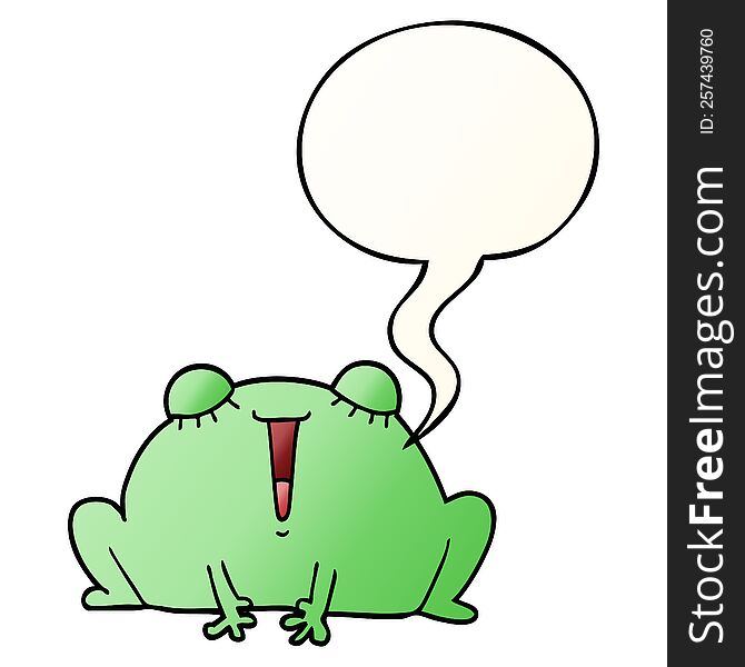 Cute Cartoon Frog And Speech Bubble In Smooth Gradient Style