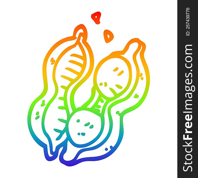 Rainbow Gradient Line Drawing Cartoon Peas In Pod