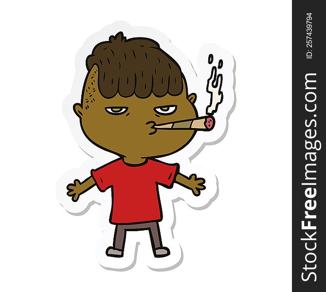 sticker of a cartoon man smoking