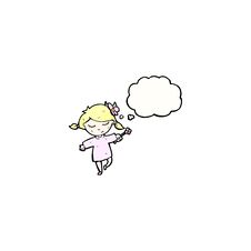 Cartoon Girl With Flower Stock Photos