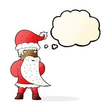 Cartoon Santa Claus With Thought Bubble Stock Photo