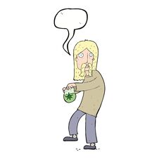 Free Cartoon Hippie Man With Bag Of Weed With Speech Bubble Stock Photos - 257445653