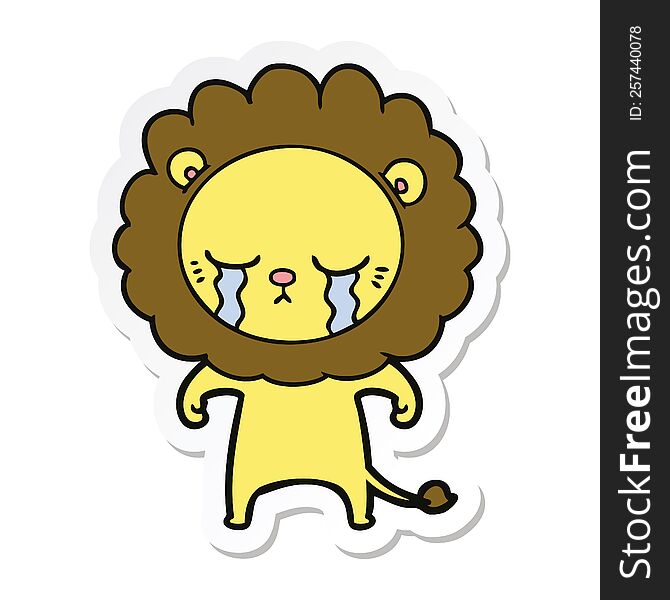 Sticker Of A Crying Cartoon Lion