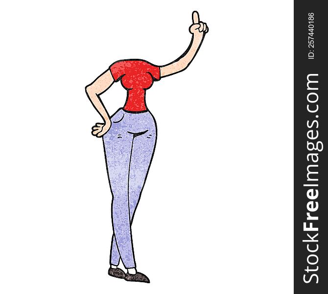 textured cartoon female body with raised hand