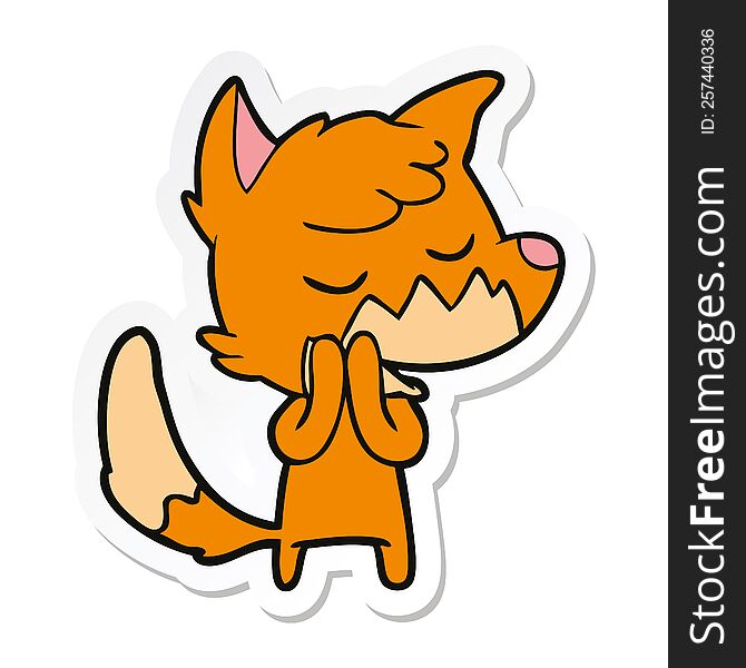 Sticker Of A Friendly Cartoon Fox