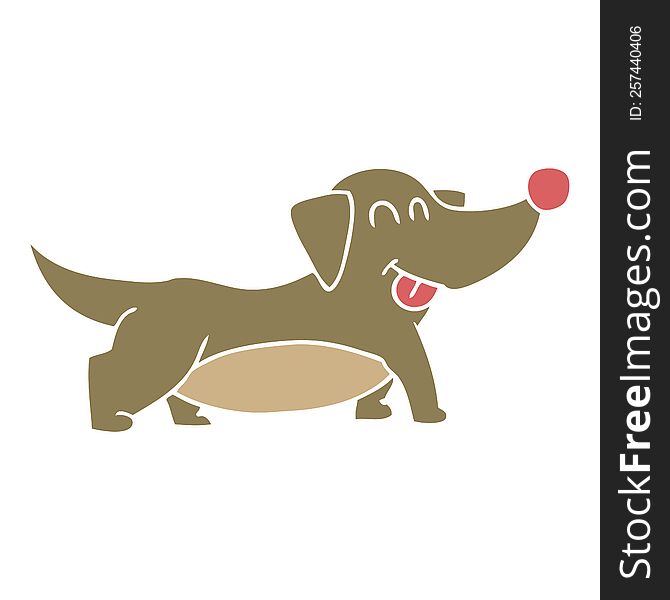 Flat Color Illustration Of A Cartoon Happy Little Dog
