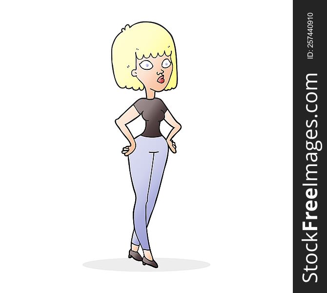 Cartoon Woman With Hands On Hips