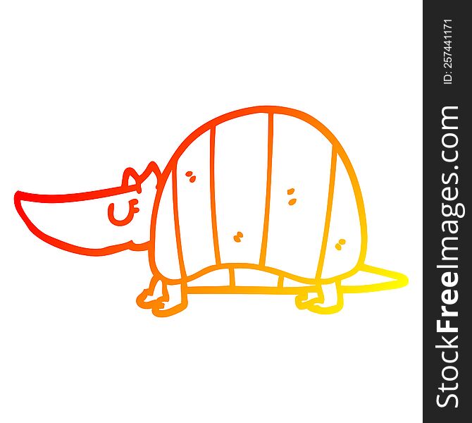 warm gradient line drawing of a cartoon armadillo
