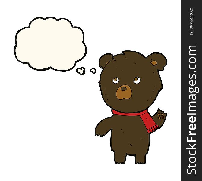 Cartoon Cute Black Bear With Thought Bubble