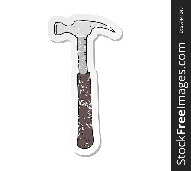 retro distressed sticker of a cartoon hammer