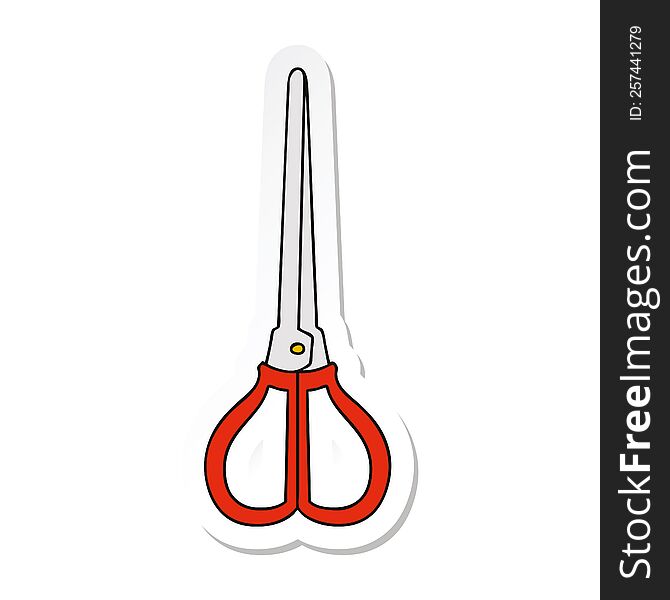 sticker of a quirky hand drawn cartoon scissors