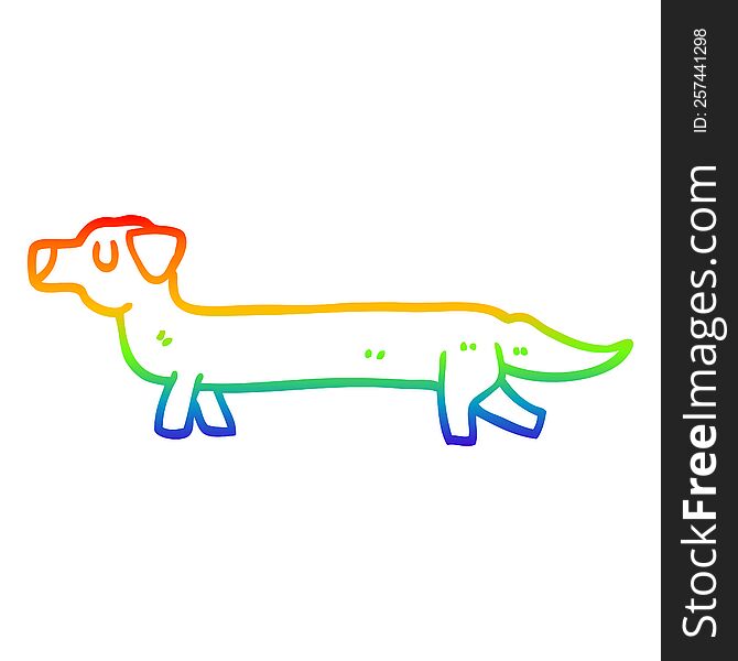 Rainbow Gradient Line Drawing Cartoon Dachshund