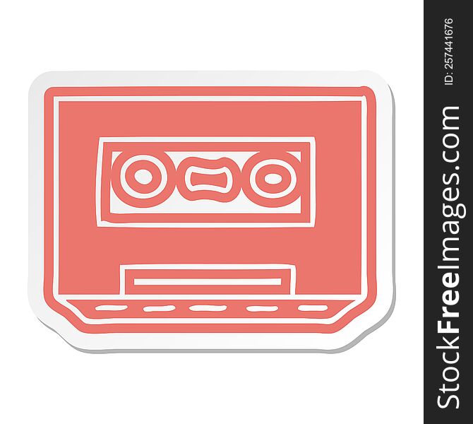 cartoon sticker of a retro cassette tape