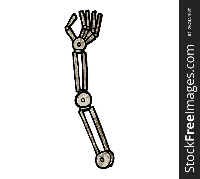 Grunge Textured Illustration Cartoon Robotic Arm